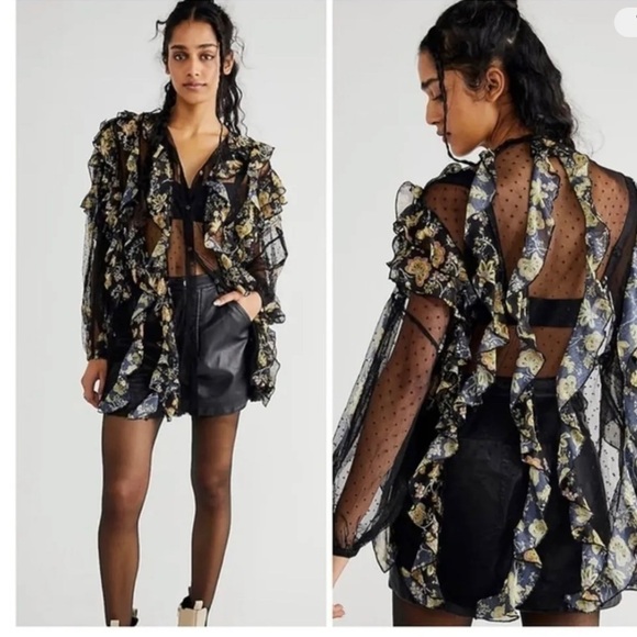 Free People Mesh Ruffle Tunic - Picture 1 of 6